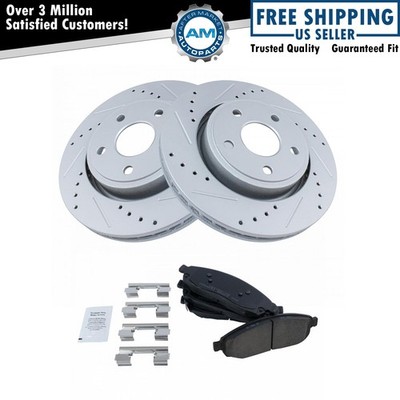 Front Ceramic Brake Pad Drilled Slotted Zinc Coated Rotor Kit for Jeep