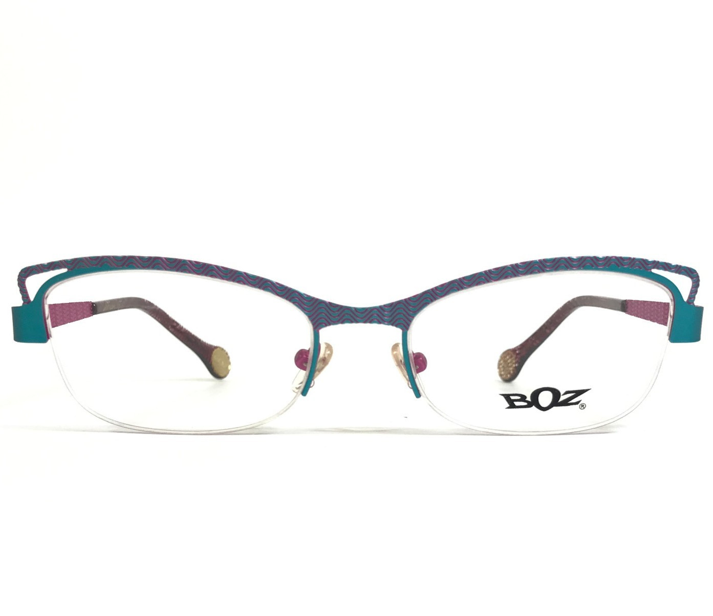 BOZ Eyeglasses Frames WELL 2480 Blue Pink Cat Eye Half Rim 52.5-18-140