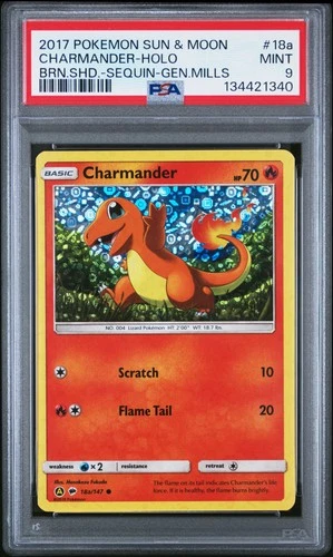 2017 POKEMON SUN & MOON BURNING SHADOWS #18A CHARMANDER-HOLO PSA 9