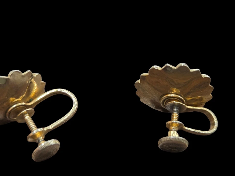 Pendientes Swarovski Swan Firmados Tono Dorado Azul Púrpura Cristal Tornillo Coro Foto 3 de 3