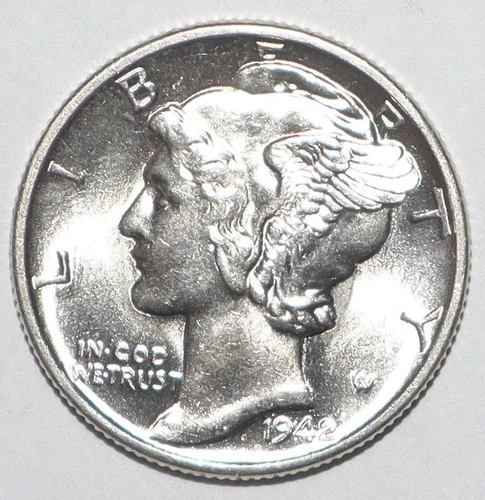 1942 Mercury Dime CHOICE BRILLIANT UNCIRCULATED (K210)