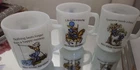 3 Vintage Holly&Robbie Anchor Hocking Milk Glass Mugs