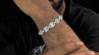 Mens 10mm Puffed Gucci Link Bracelet Real Solid 925 Sterling