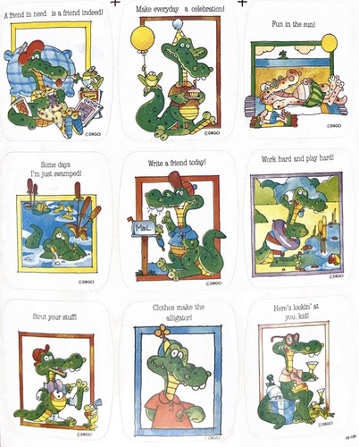 Vintage Drawing Board Sticker Sheet Perk-ups Alligator Messages