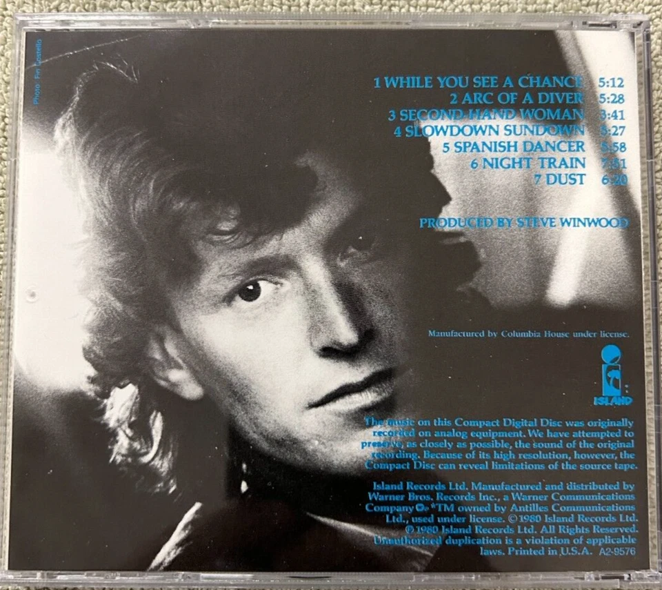 Steve Winwood "Arc of a Diver." CD: Island Records A2-9576 Foto 2 de 2