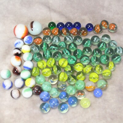 Marbles Lot of 90 Cat Eyes Patch Ribbon Patches Swirls Shooters House  Cleanout