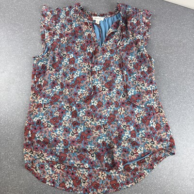 Tamara H women s top Blouse Size M Floral Red Blue
