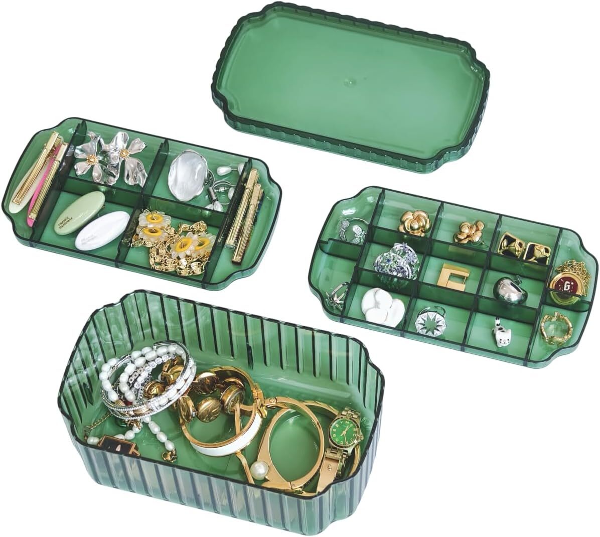 Green Jewelry Organizers and Storage, Boxes for Women as