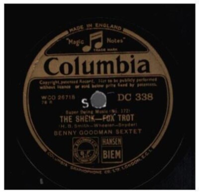 SCHELLACK Benny Goodman Sextet The Sheik / Poor Butterfly Columbia