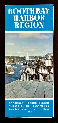 1972 Boothbay Harbor Region Maine Boating Capital Vintage Travel Brochure Map