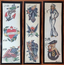 Brooklyn Joe Lieber Traditional Vintage Style Tattoo Flash Sheet 5x17 USA Sailor