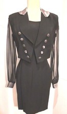 Vintage Scarlett Jacket Dress - Short Jacket Sz 3/4 -Black w/ Silver Metallic