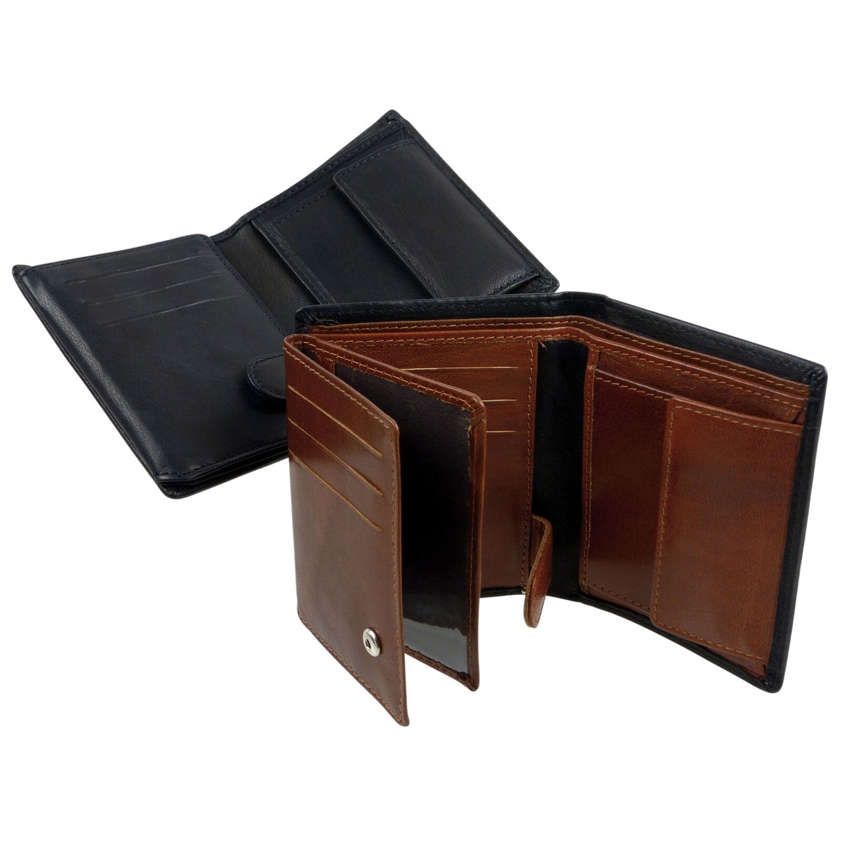 Oakridge Men's Tri-Fold Wallet - Soft Nappa Leather, Holds 14 Cards, ID Window