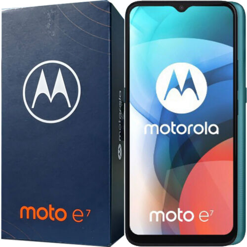 New Motorola Moto E7 Dual-SIM 32GB+2GB Aqua Blue Factory Unlocked 4G/LTE SIMFree - Picture 1 of 1