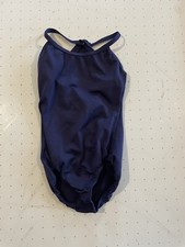 Motionwear Girls Leotard Navy Blue Cute Strappy Back Child Medium 8-10