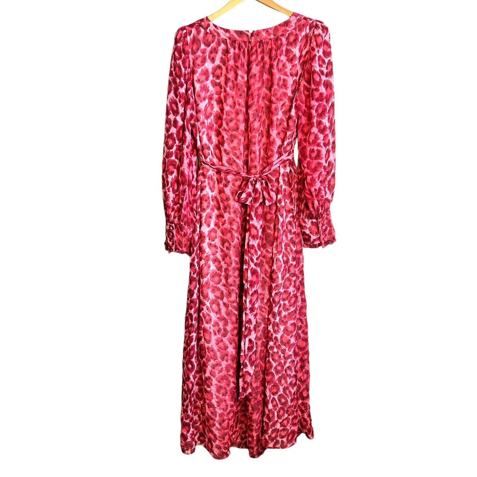 Abito midi Kate Spade New York donna 14 rosso rosa leopardato linea principale pantera seta