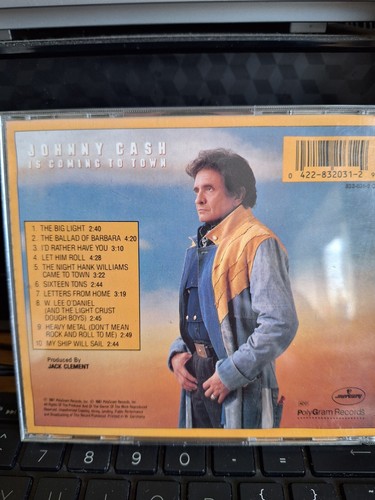 Johnny Cash - Is Coming To Town VG+ MERCURY COUNTRY CD MADE IN WEST GERMANY - Picture 2 of 2