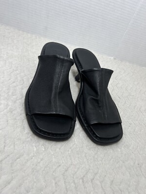 By Far Ladies Frankie Cobalto Women s Sz 35 US 4.5 Black Leather Heeled Sandals