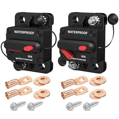 60A DC Circuit Breaker 12V-48V Waterproof Manual Reset Inline Fuse