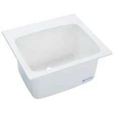 25" x 22" White Fiberglass Drop In Laundry Utility Sink Self Rimming Single Bowl