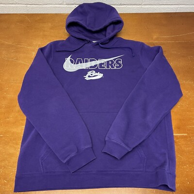 Nike Hoodie Mens Large Purple Swoosh Long Sleeve Pullover Fleece Sweatshirt 