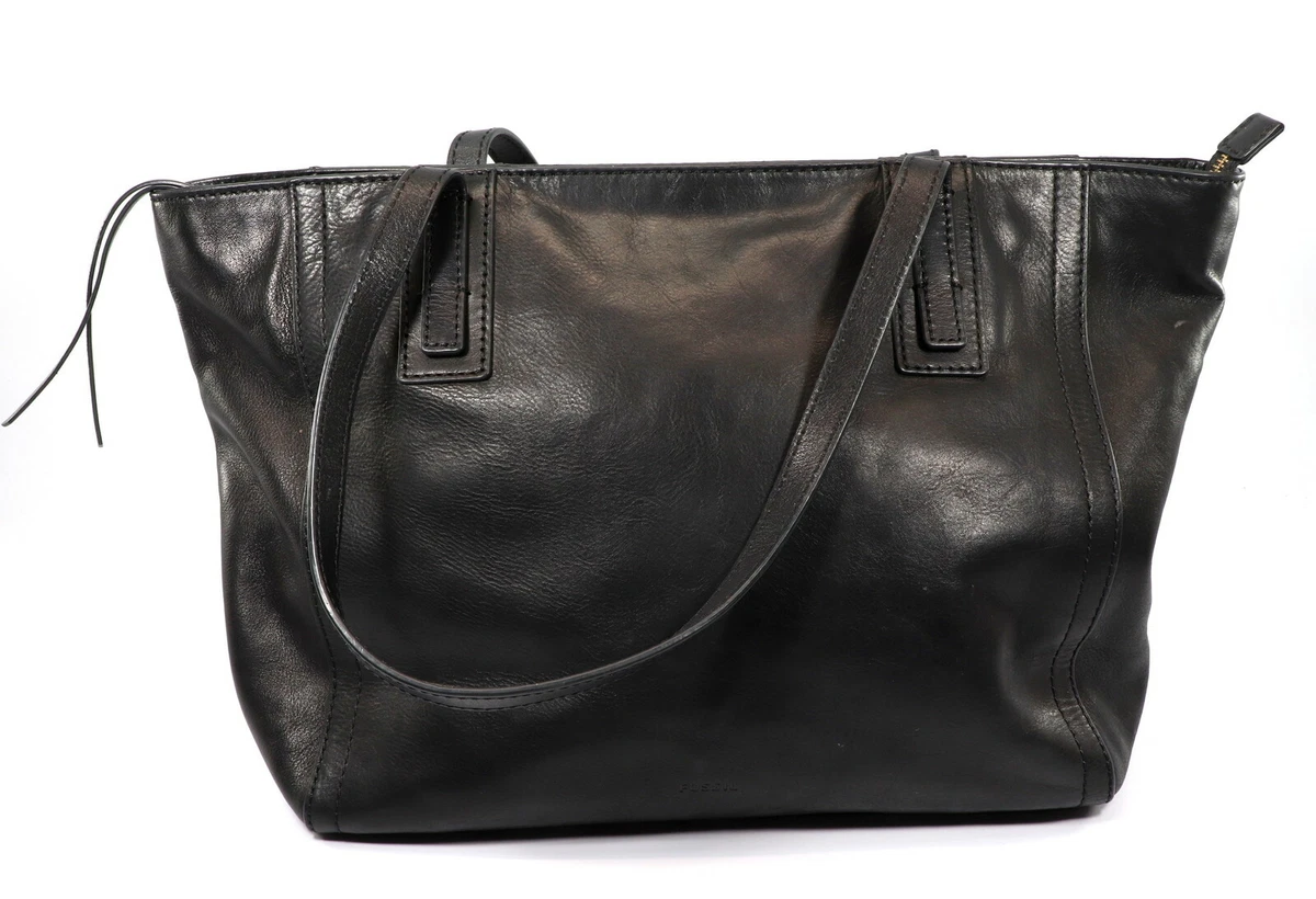 FOSSIL EMMA TOTE Top Zipper Black Hand Bag ZB6844