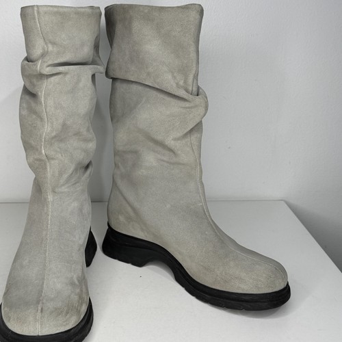 La Canadienne Boots Womens Sz 7.5 Gray Waterproof Suede Leather Slouchy Mid Calf - Picture 5 of 8