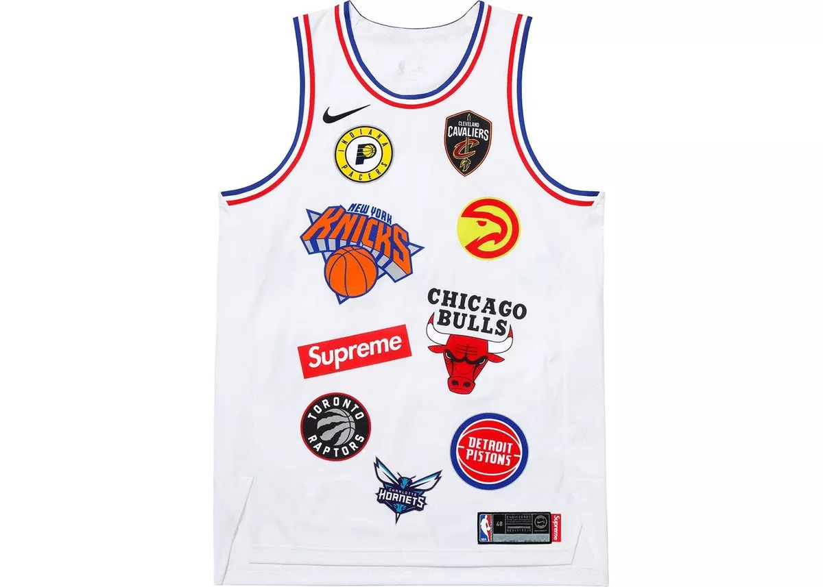 Nike Supreme NBA Teams Basketball Jersey Size Small AQ4228-100 White 40  SS18 B