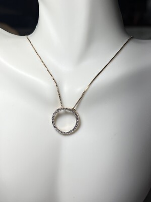 Sterling Silver With Gold Overlay Open Circle Pendant Necklace, 18 