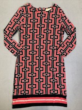 Michael Kors Dress Women’s Size 2 Geometric Red/Black Long Sleeve Silky Stretchy