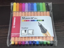 Fineliner 0.4mm STABILO point 88 MINI Wallet of 12 Assorted colors