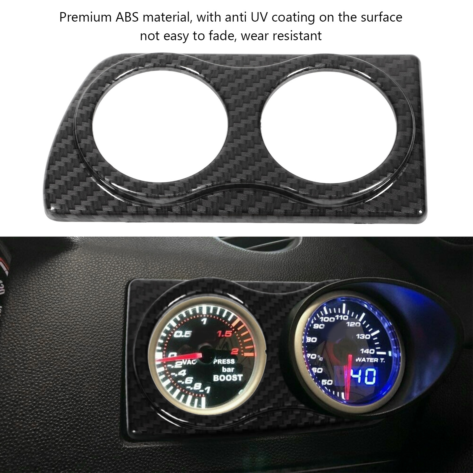 Air Vent Gauge Pod Carbon Fiber Style 52mm Car Dashboard Dual Gauge