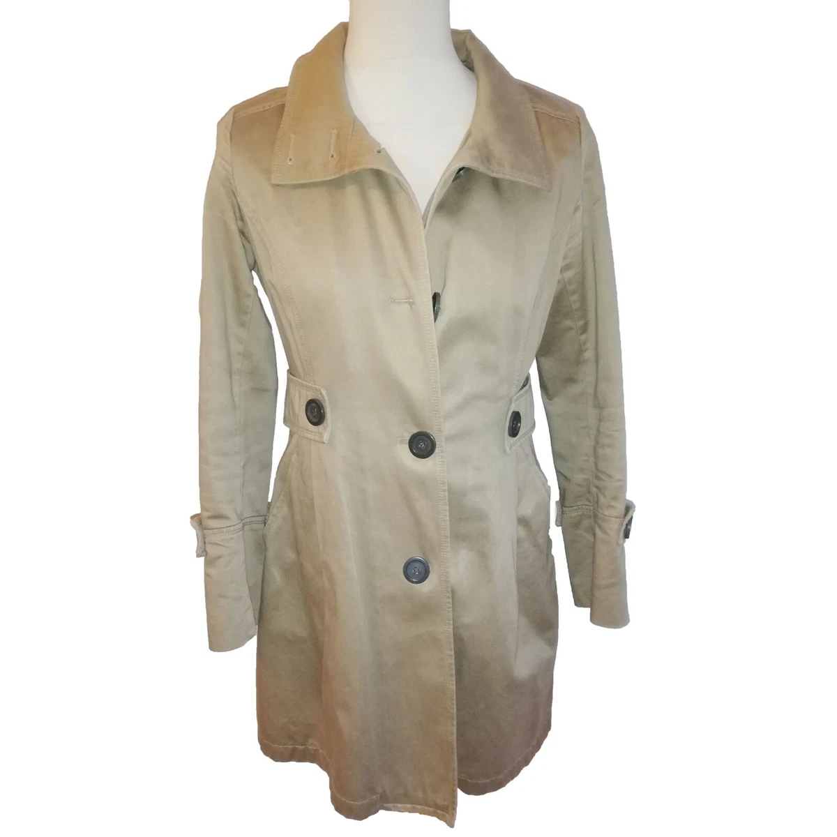 WHITE STUFF Trench Coat Tan Coloured 100 Cotton Size 12 Excellent Condition