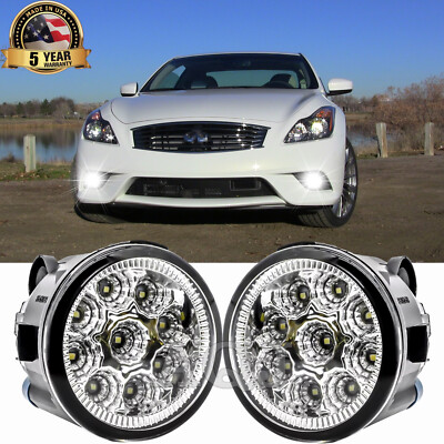 Pair of Bumper White LED Fog Light Driving Lamps For INFINITI G37 2009-2013