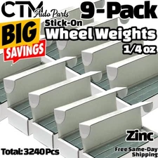 9 BOX 3240 pcs 1/4oz 0.25oz ZINC Coated Adhesive Stick on balance Wheel Weights