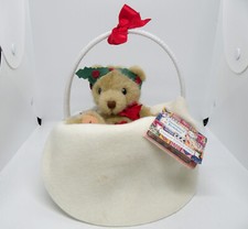 Vintage Cherished Teddies Dakin Baby Christmas Bear In A Basket Limited Ed
