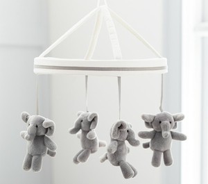 Pottery Barn Baby Harper Plush Elephant Mobile Plays Brahms