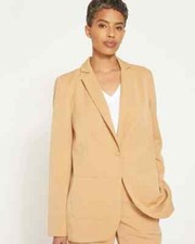 Universal Standard Blazer Womens Medium Tan Cafe Au Lait Single Button Jacket