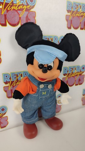 MICKEY MOUSE PELUCHE SALOPETTE JEANS CAM TOYS ITALY ANNI 80 NEW TOPOLINO DISNEY - Foto 2 di 4