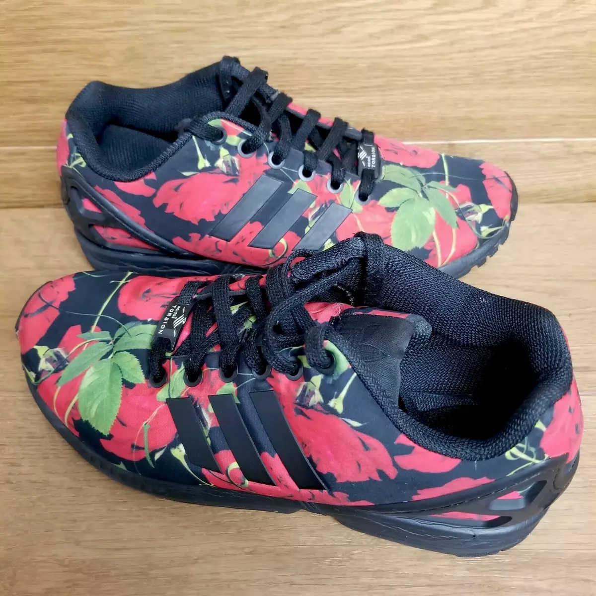 Adidas Torsion ZX Flux ROSES Tennis Shoes Sneakers Women&#039;s Size Black eBay