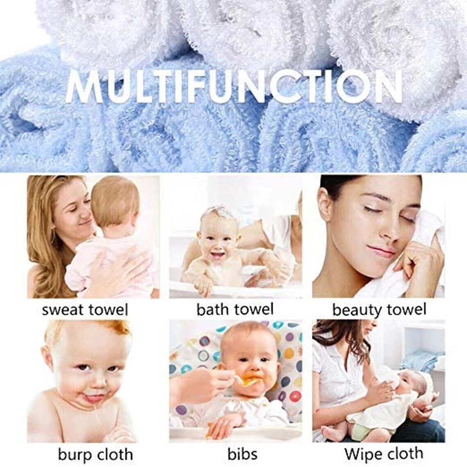 Paños de bambú, 10X10" azul - Paños súper suaves para bebés y faciales - Paquete de 6. Foto 4 de 4