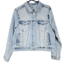 Seven7 Jean Jacket Women's Xxl Blue Waist Length Pockets New