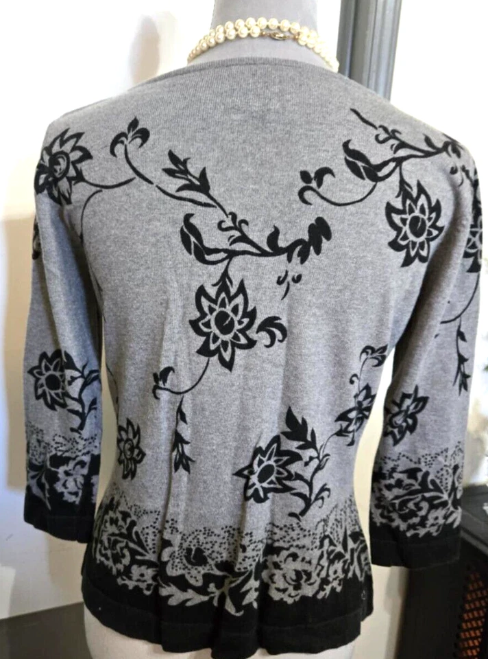 Suéter tejido Harolds para mujer grande de algodón de nailon gris y negro manga 3/4 A304 Foto 3 de 4