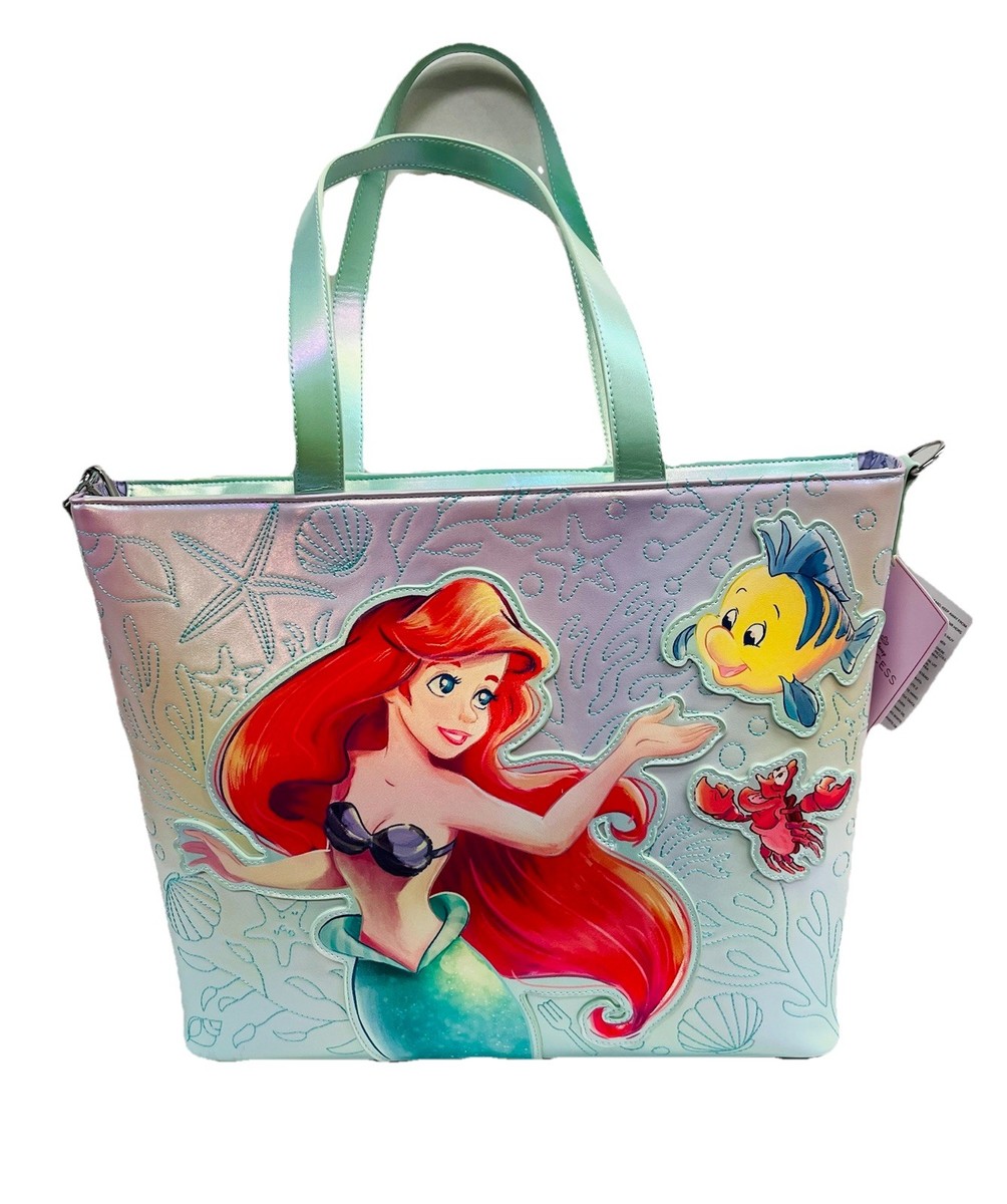 Loungefly Disney Little Mermaid Ariel &Flounder Tote Bag With Coin