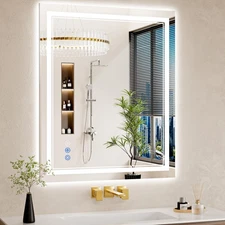 30"x36" LED Bathroom Mirror with Lights, Anti-Fog, Backlit + Front Lit, Dimma...