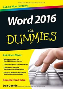 Word 2016 für Dummies von Gookin, Dan | Buch | Zustand sehr gut
