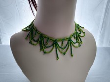 Green Victorian Beaded Choker Necklace Fairycore, Cottagecore, Cosplay