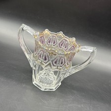 Antique Spooner US Glass Paneled 44 Athenia EAPG Cranberry Stain Gold Gilt Glows