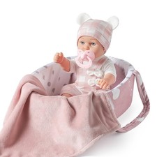 12 Inches Baby Doll Toys Set with Accessories, Includes Doll Carrier Bassinet