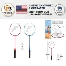 2 Player Badminton Racket Set with Durable Steel Rackets and High-Grade Birdies